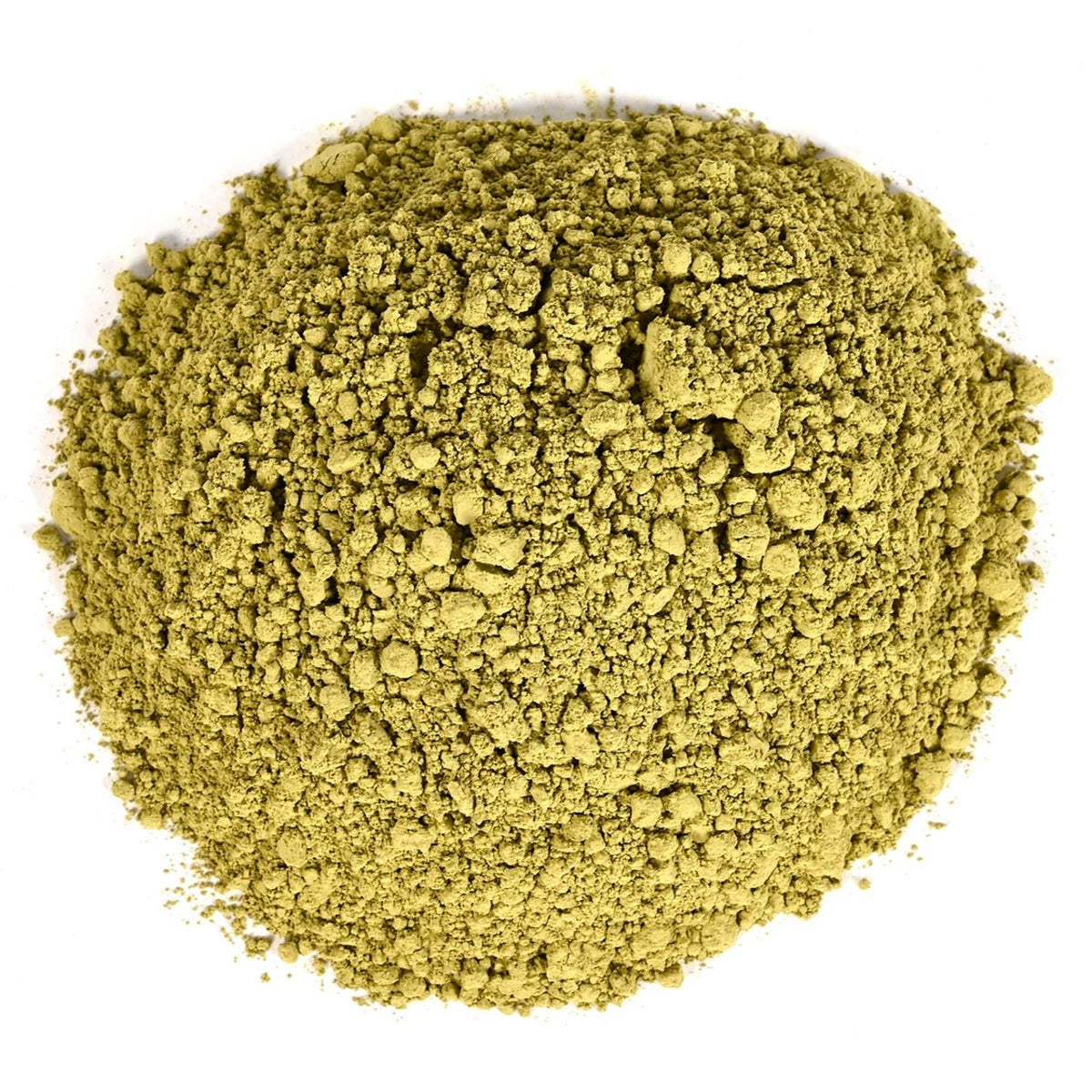 Matcha green tea powder on a white background