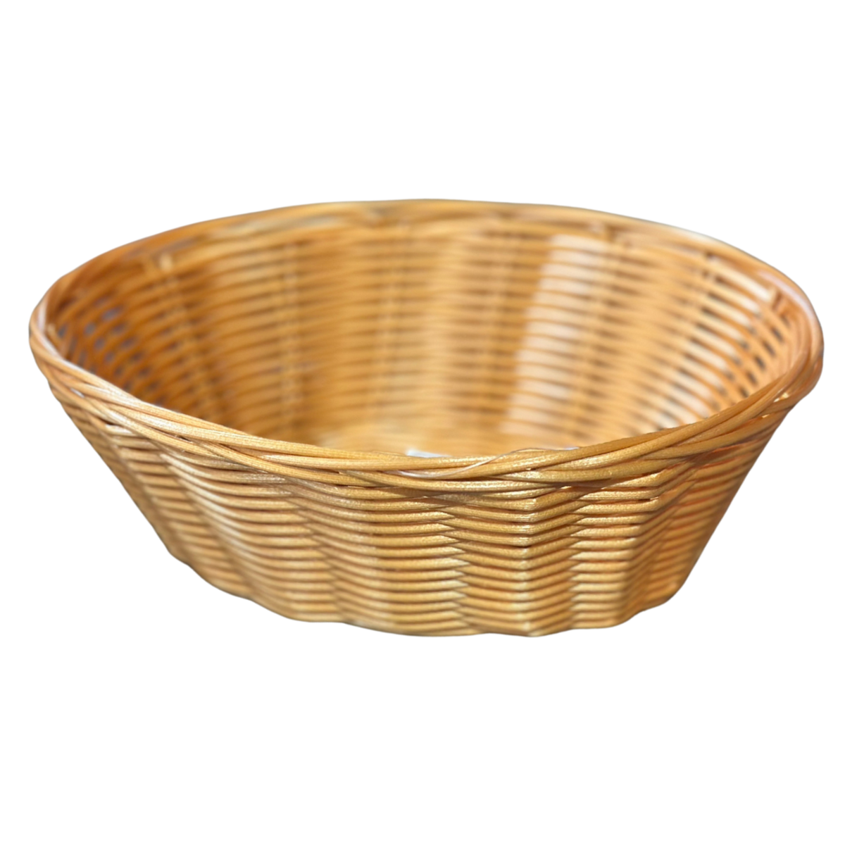 Wicker bread basket on a white background