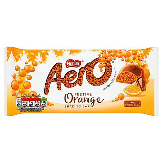 Nestle Aero Festive Orange chocolate bar packaging on a white background