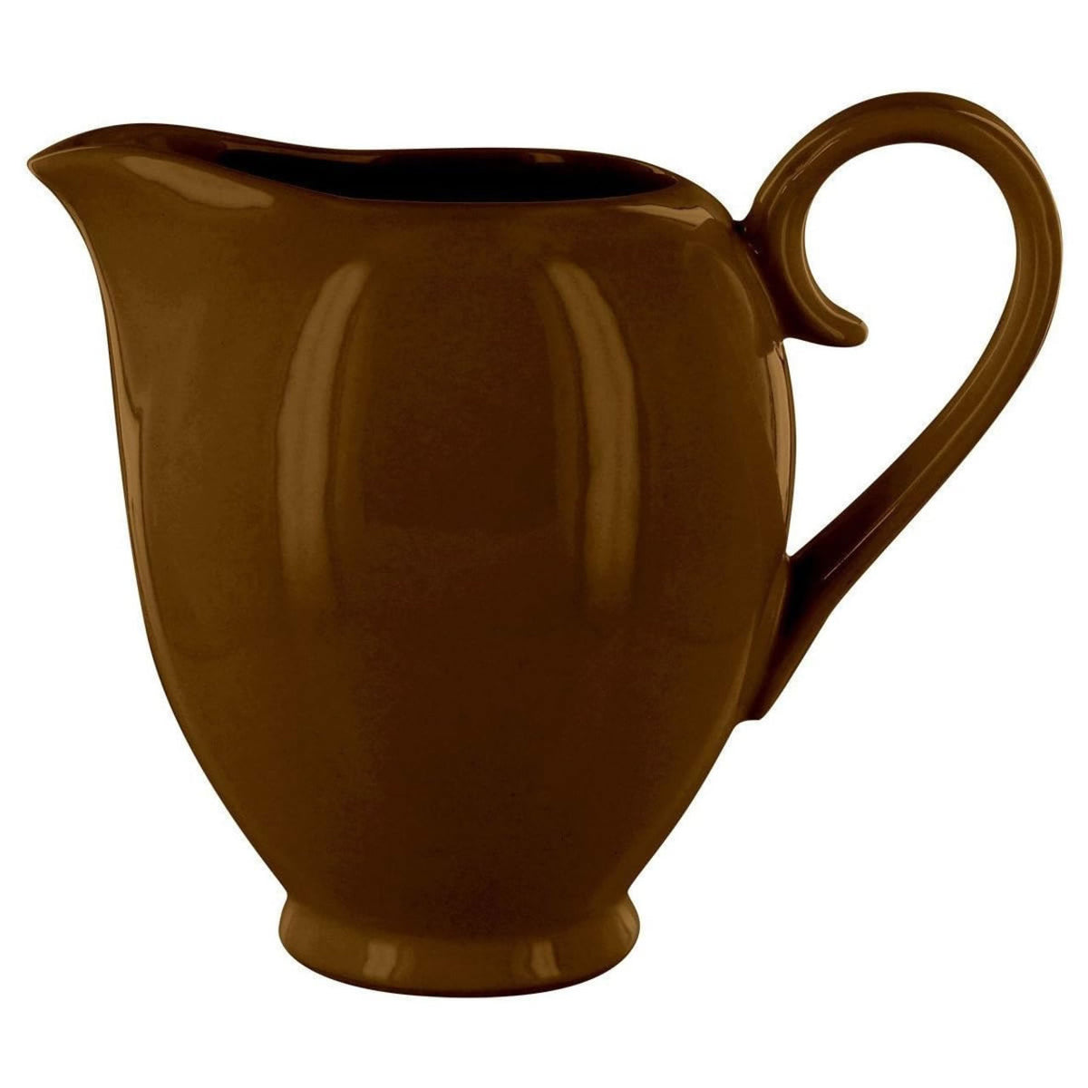 Brown ceramic pitcher on a white background