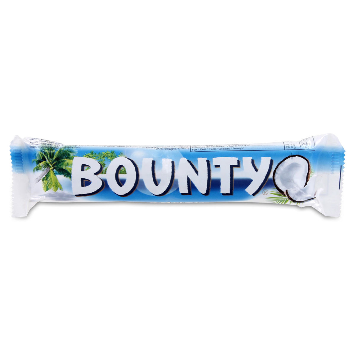 Bounty chocolate bar packaging on a white background