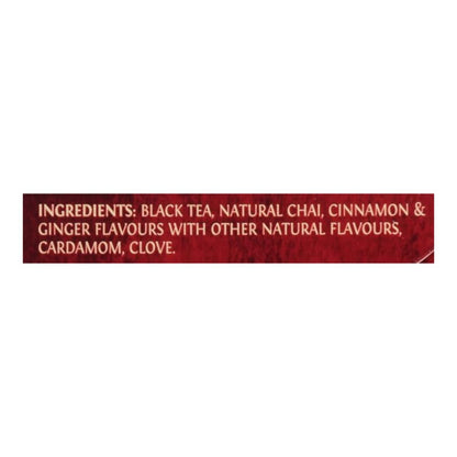Ingredients cut out from a box of Twinings Chai tea