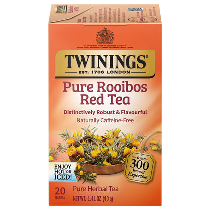 Box of Twinings Pure Rooibos Red Tea on a white background
