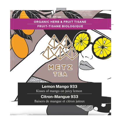 Metz Tea Lemon Mango 933 packaging with artistic design and branding.