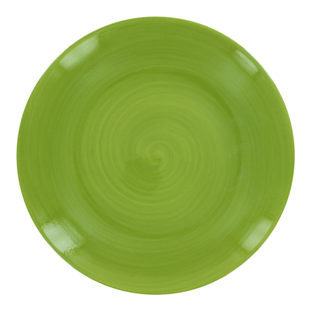 Green ceramic plate on a white background