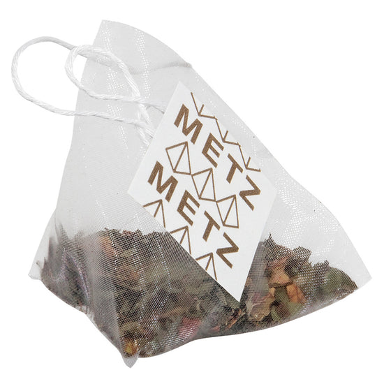 Tea bag with 'METZ' branding on a white background