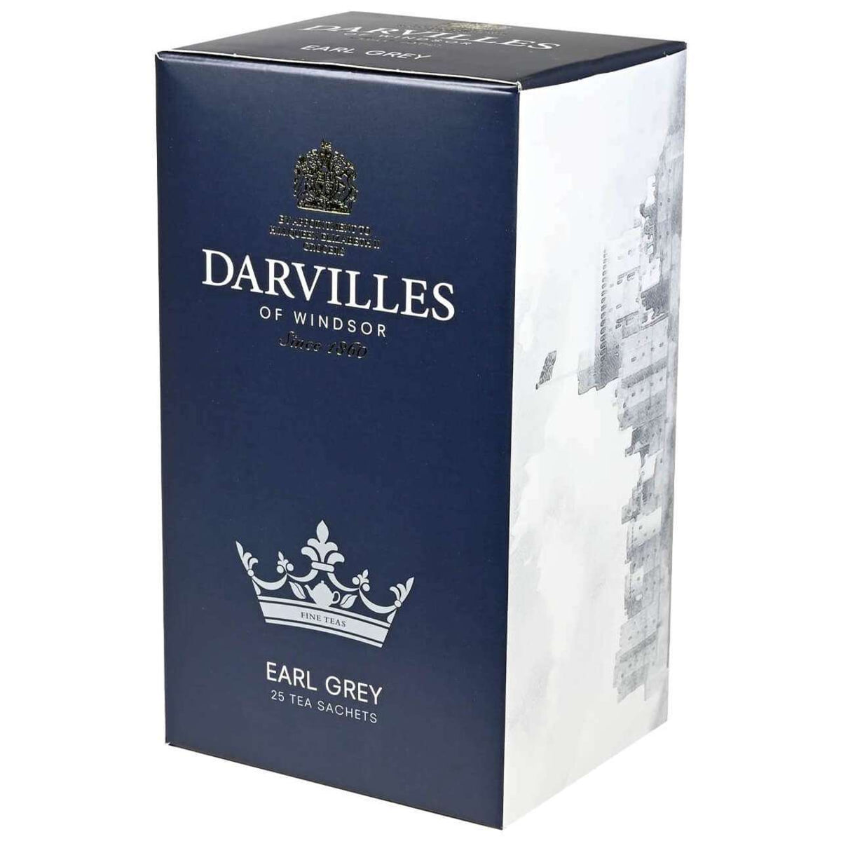 Darvilles Earl Grey tea packaging on a white background