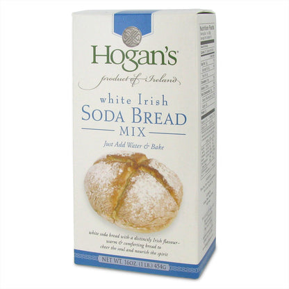 Box of Hogan's white Irish Soda Bread Mix on a white background