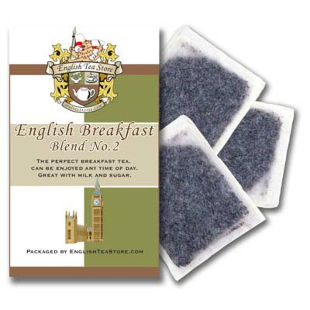 Packaging of English Breakfast Blend No. 1 tea bags by English Tea Store.