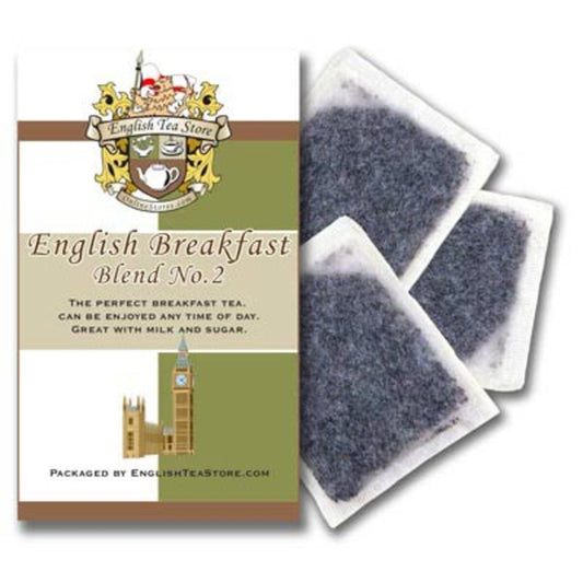 Packaging of English Breakfast Blend No. 1 tea bags by English Tea Store.