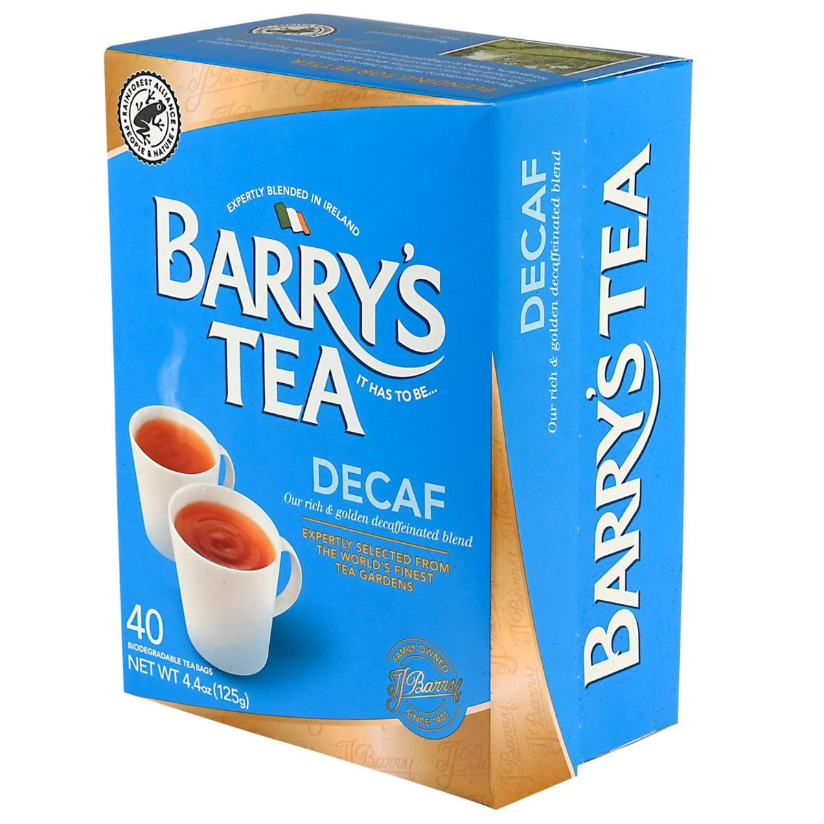 Box of Barry's Decaf Tea on a white background