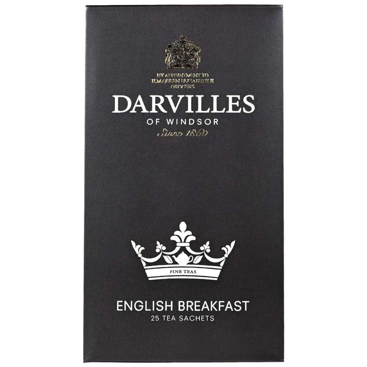 Darvilles of Windsor English Breakfast tea packaging on a white background