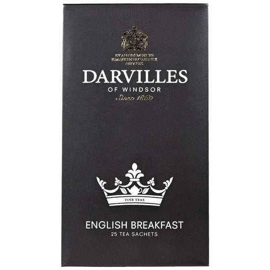 Darvilles of Windsor English Breakfast tea packaging on a white background