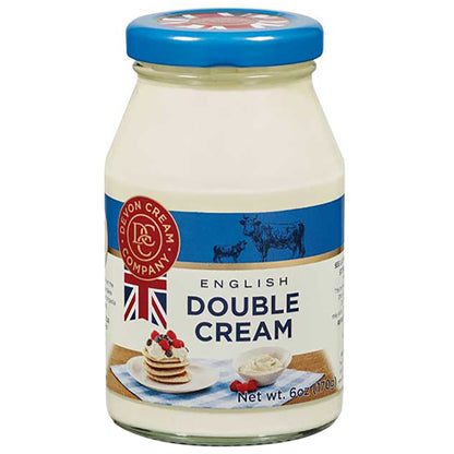 Jar of English Double Cream with Devon Cream Company red and white label 