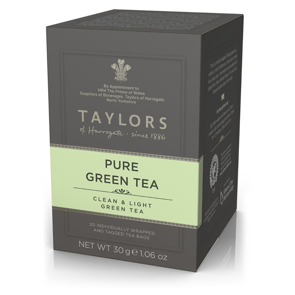 Box of Taylors Pure Green Tea on a white background