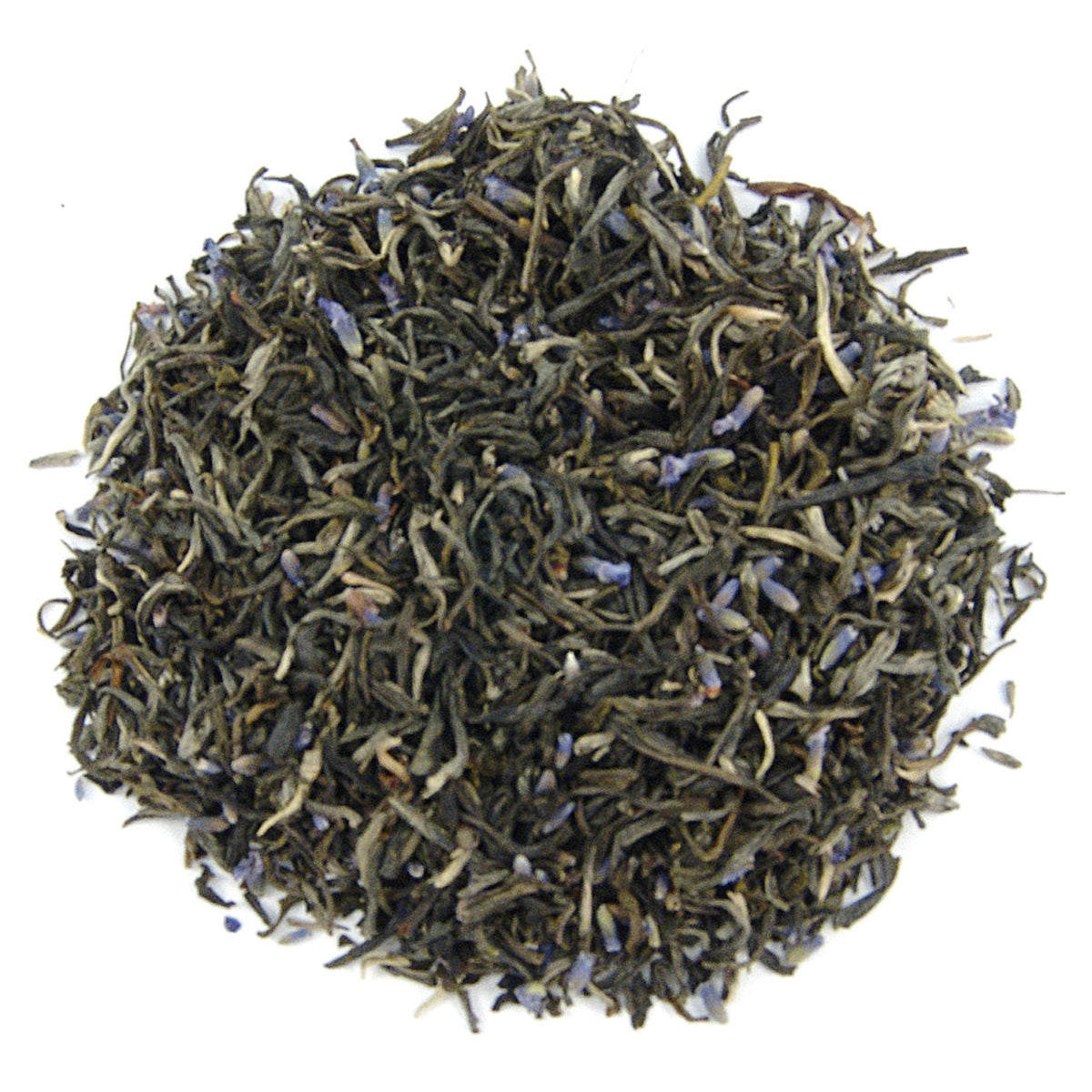 Dry tea leaves on a white background