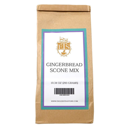 Kraft paper bag of Gingerbread Scone Mix with a label on a white background