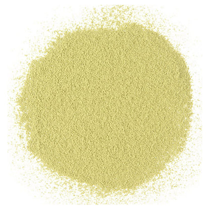 Light green tea powder on a white background