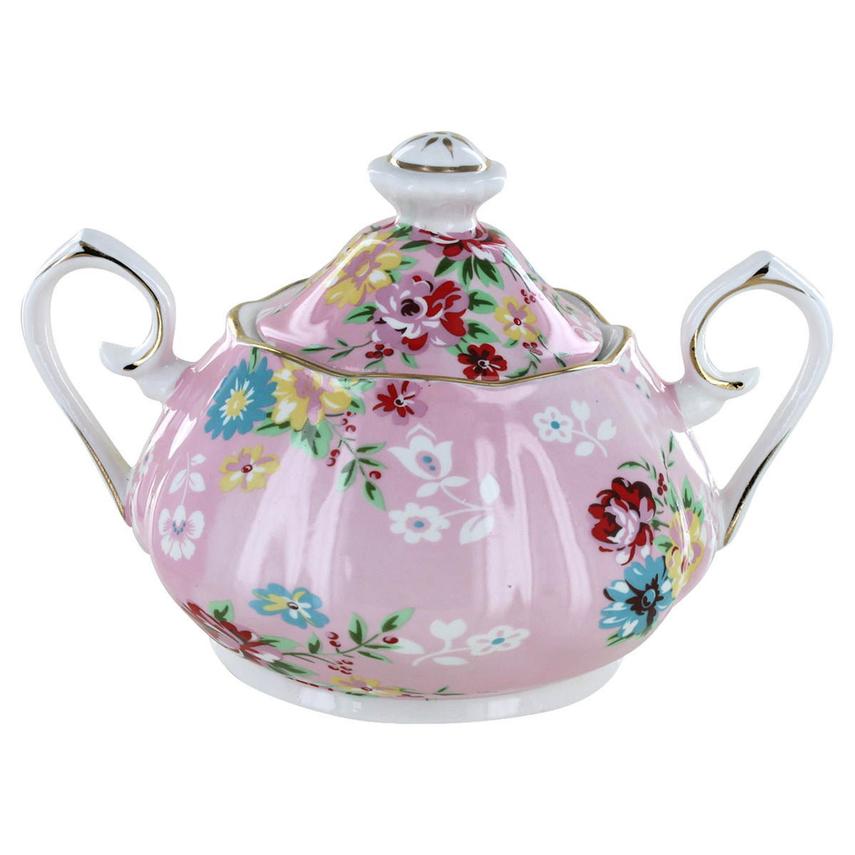Shabby Rose Pink porcelain floral-patterned teapot on a white background