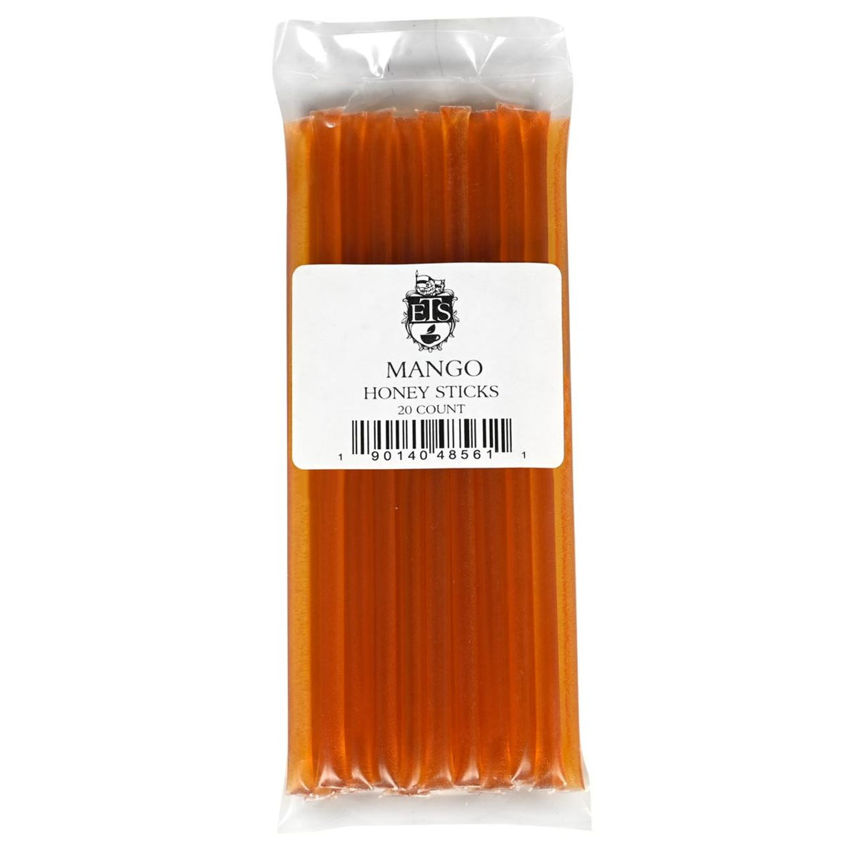 Pack of mango honey sticks with a visible brand label on a white background