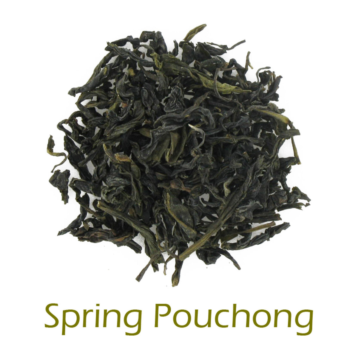 Spring Pouchong loose-leaf tea on a white background with product name caption