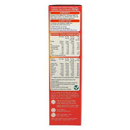 Nutritional information panel on a red background
