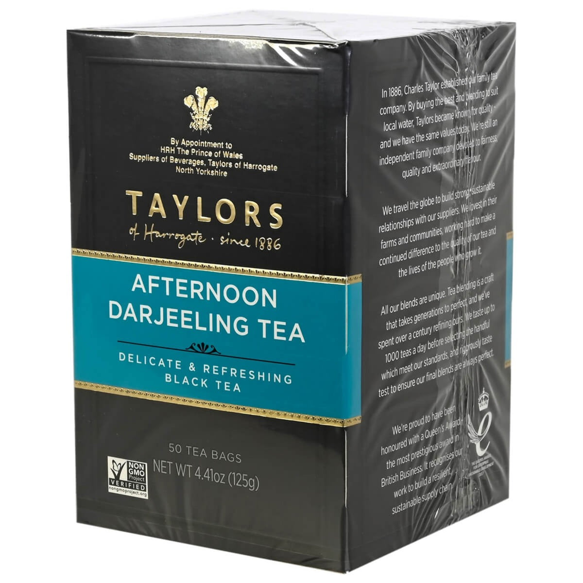 Box of Taylors Afternoon Darjeeling Tea on a white background