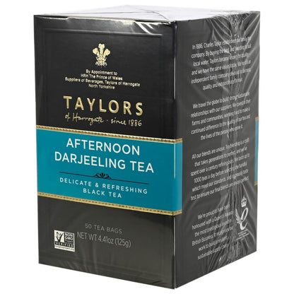Box of Taylors Afternoon Darjeeling Tea on a white background