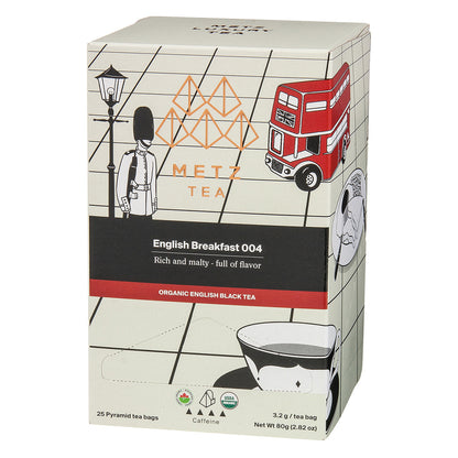 Metz Tea English Breakfast 004 tea box with graphics and text on a white background
