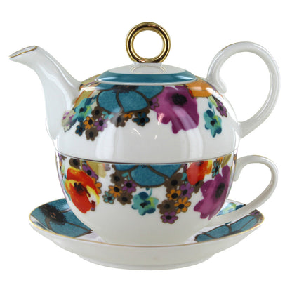 Teapot set with floral design on a white background