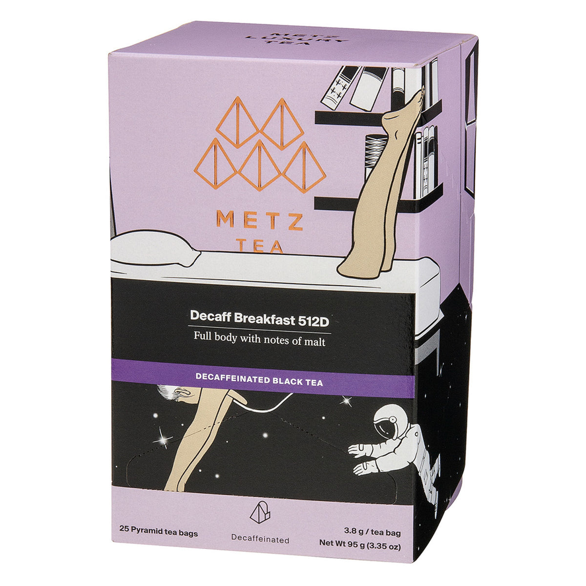 Metz Tea box with space-themed design and astronaut illustration