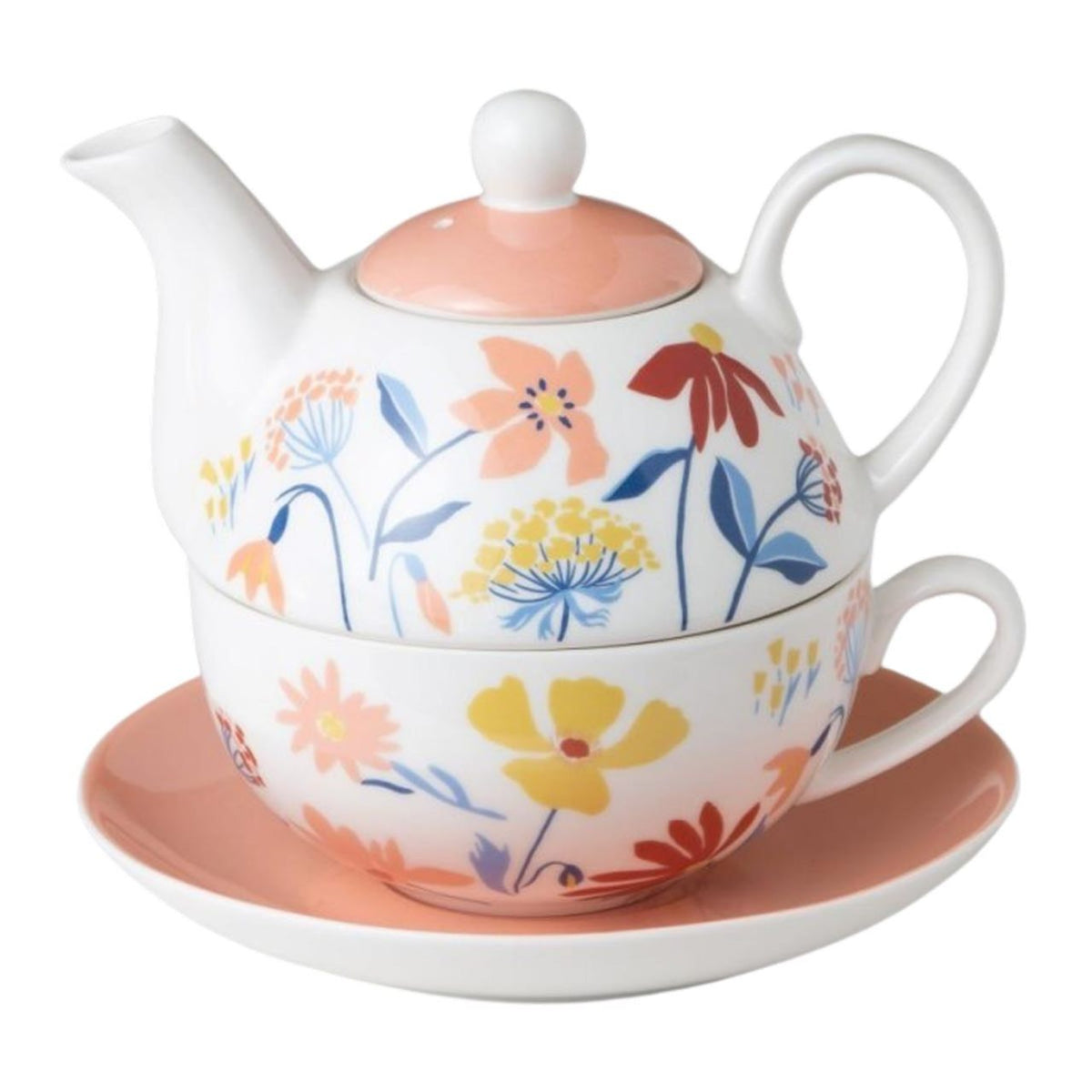 Teapot set with floral design on a white background