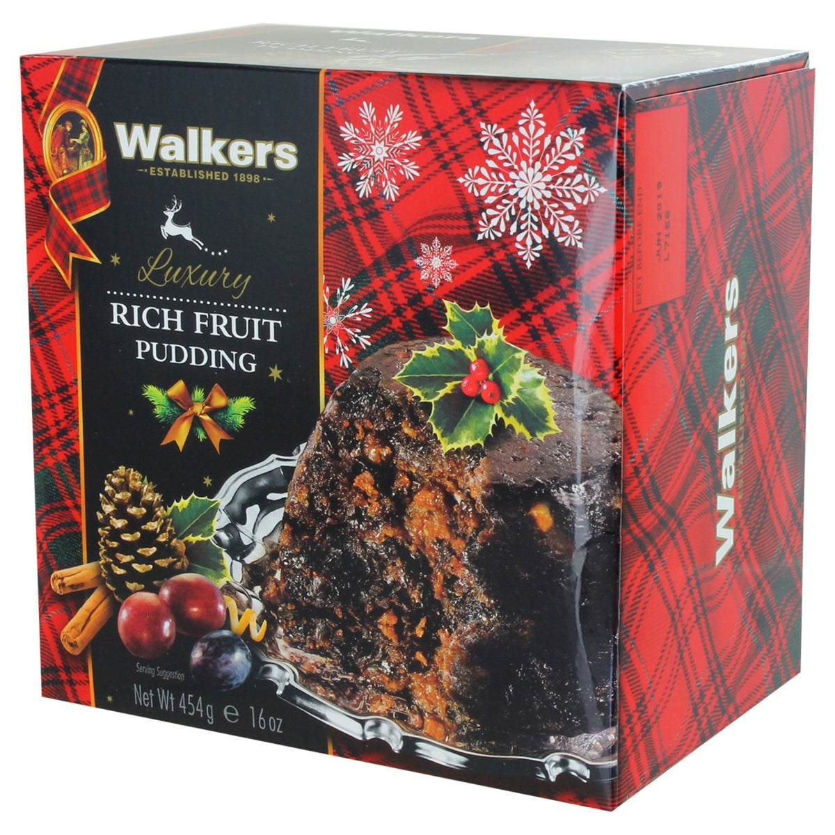 Walkers Luxury Rich Fruit Pudding packaging with festive design