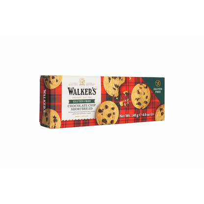 Box of Walker's Gluten Free Chocolate Chip Shortbread on a white background