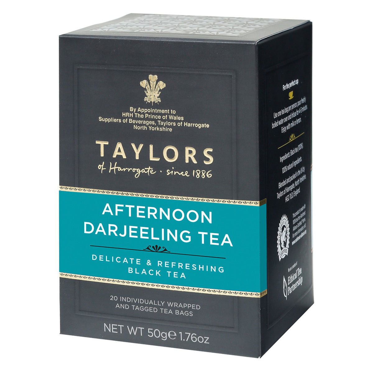 Box of Taylors Afternoon Darjeeling Tea on a white background