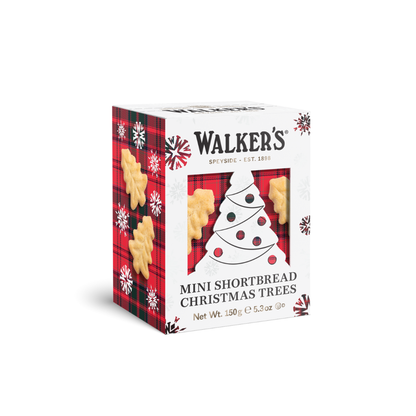 Box of Walker's Mini Shortbread Christmas Trees on a white background