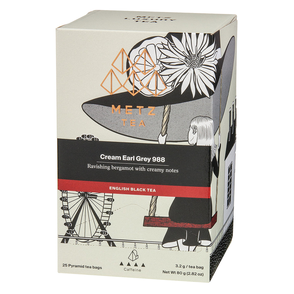 Metz Tea Cream Earl Grey 988 tea box with artistic design on a white background