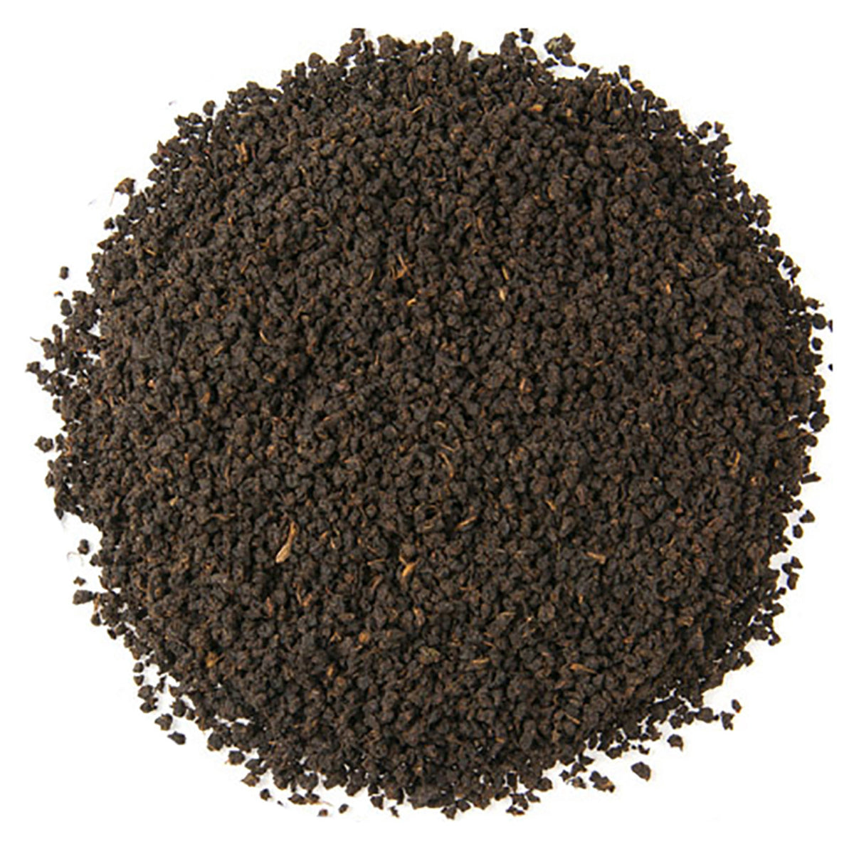 A close-up image of loose leaf black tea.