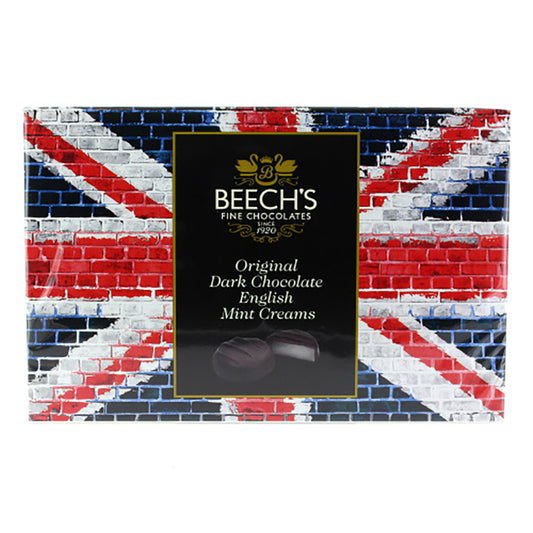 Beech's Fine Chocolates packaging with Union Jack design