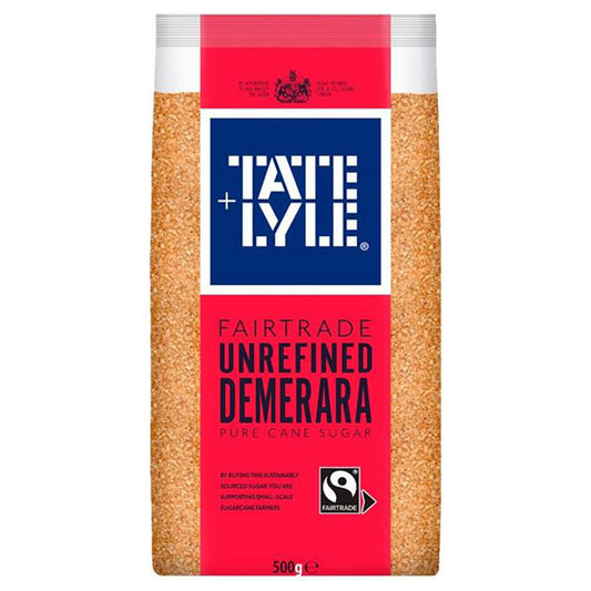 Tate & Lyle Fairtrade Unrefined Demerara sugar package on a white background