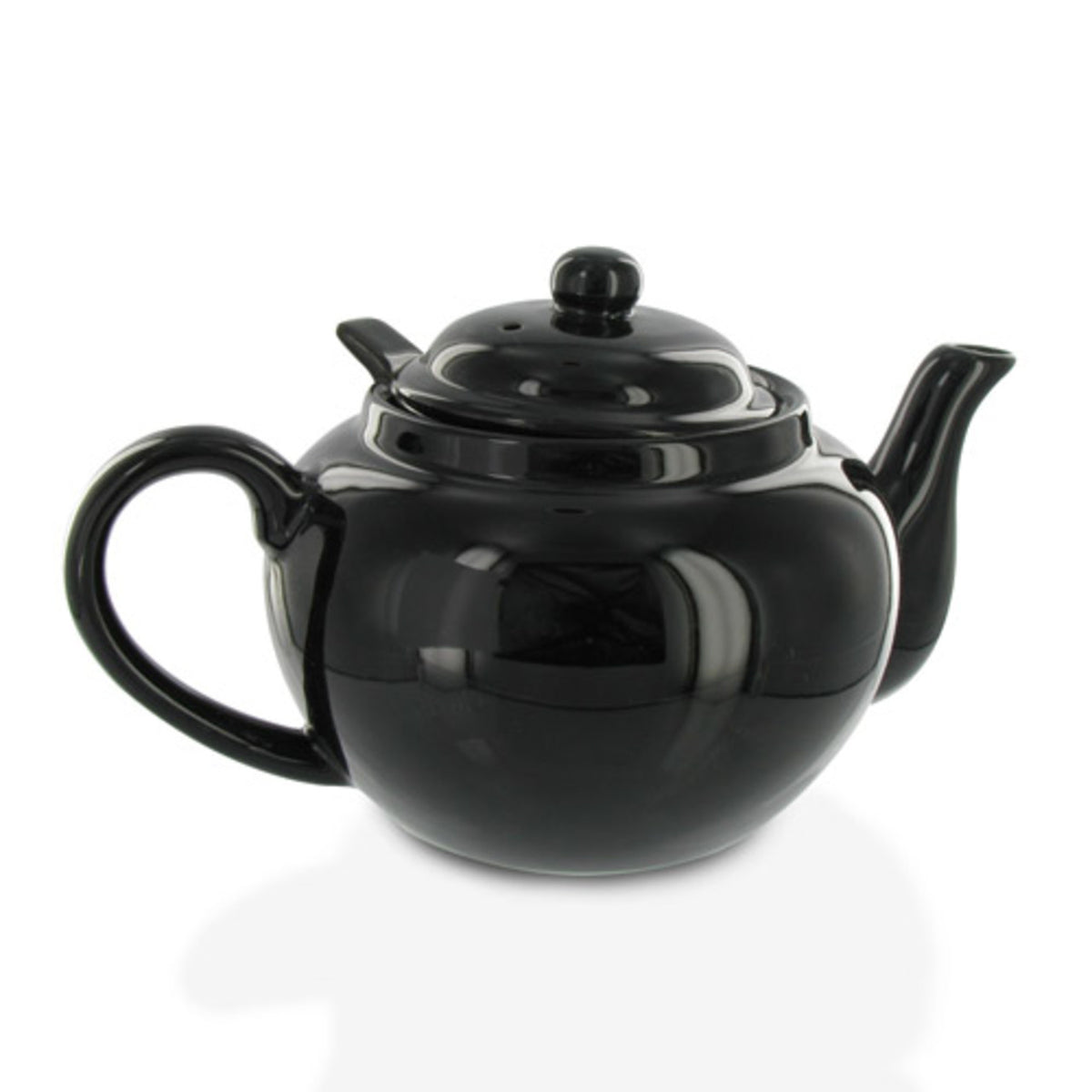 Black ceramic teapot on a white background
