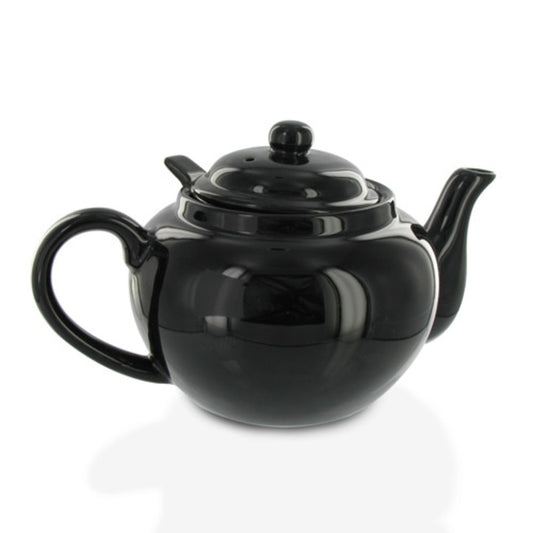 Black ceramic teapot on a white background