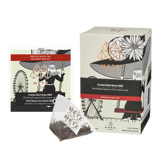 Metz Tea packaging with tea bags on a white background
