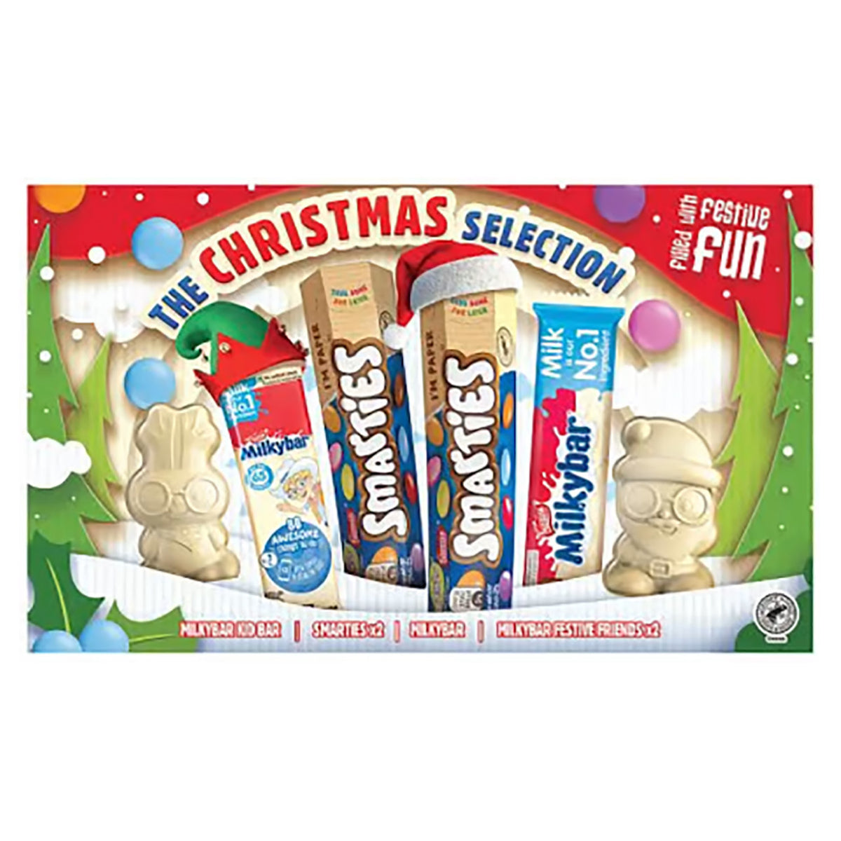 Christmas selection pack of chocolate bars with festive design