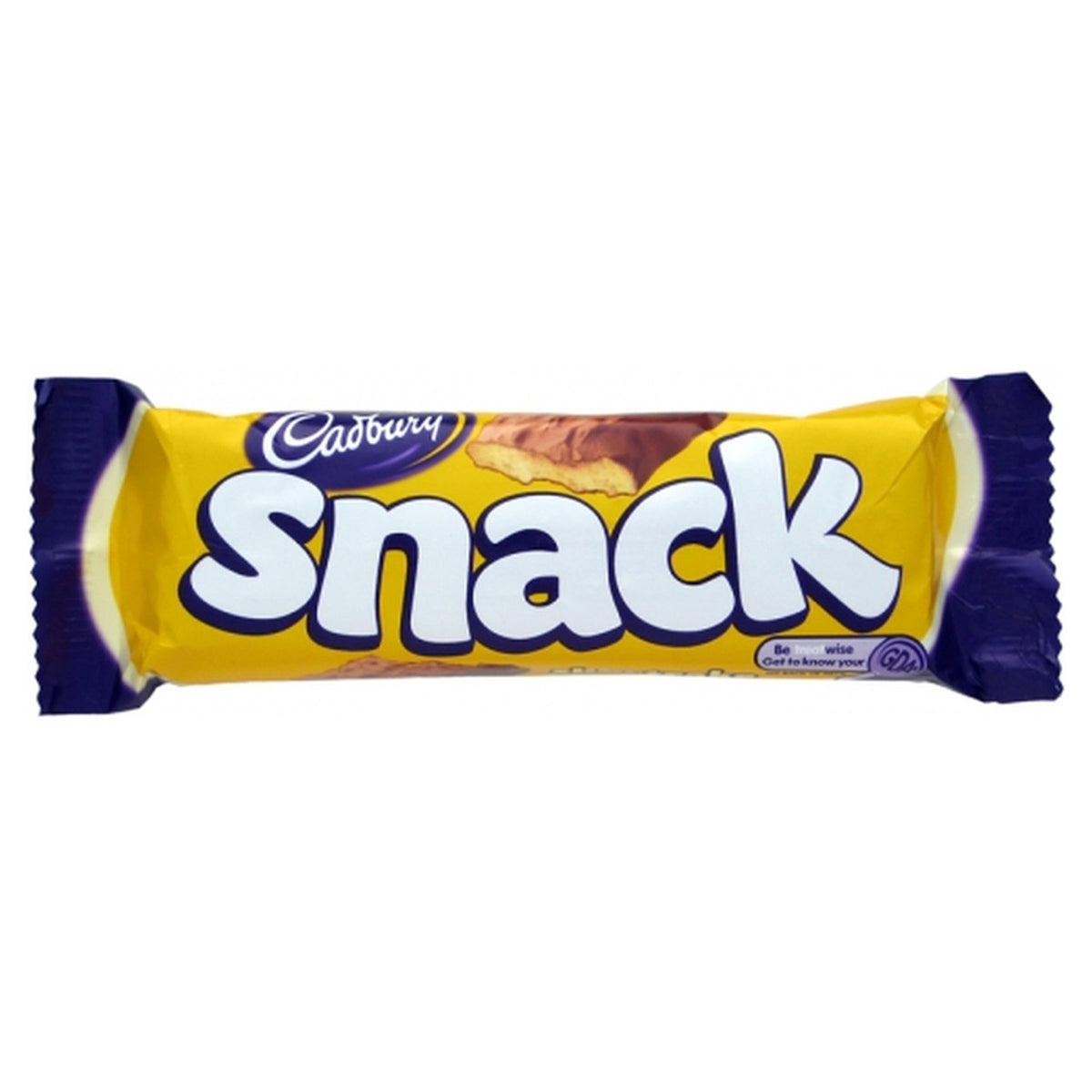 Cadbury snack chocolate bar on a white background