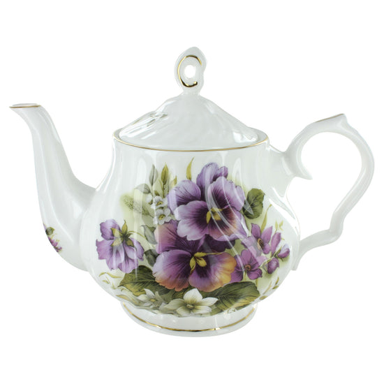 Bone China teapot with floral design on a white background