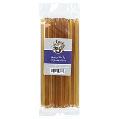 Packaged honey sticks with a visible ETS brand label and call out for Wildflower Blosom flavor with the package displayed on a white background