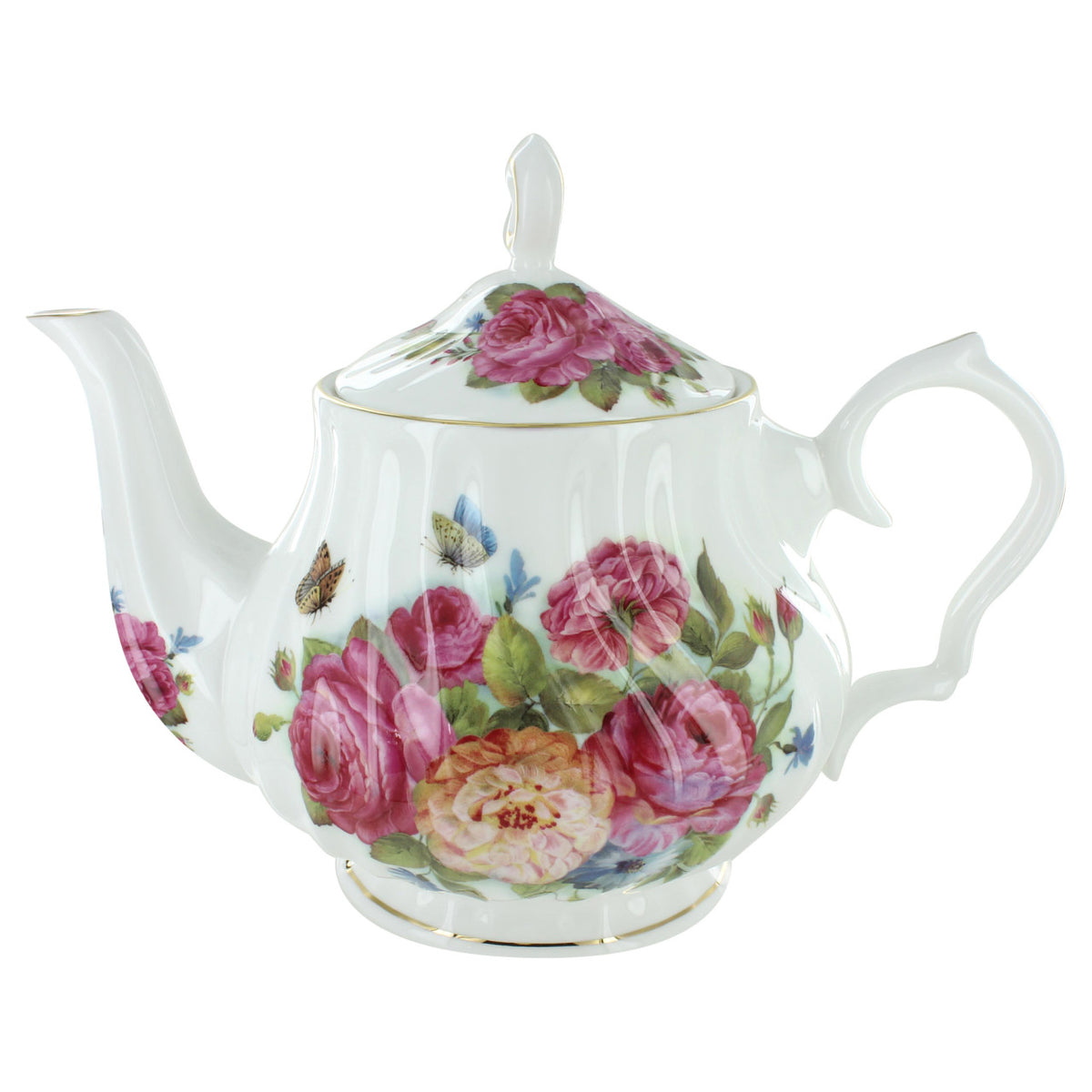 Teapot with floral design on a white background