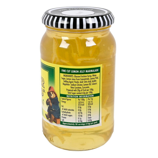 Jar of Silver Shred pickles with a striped lid on a white background.  Jar features a yellow and green label and nutrition information.