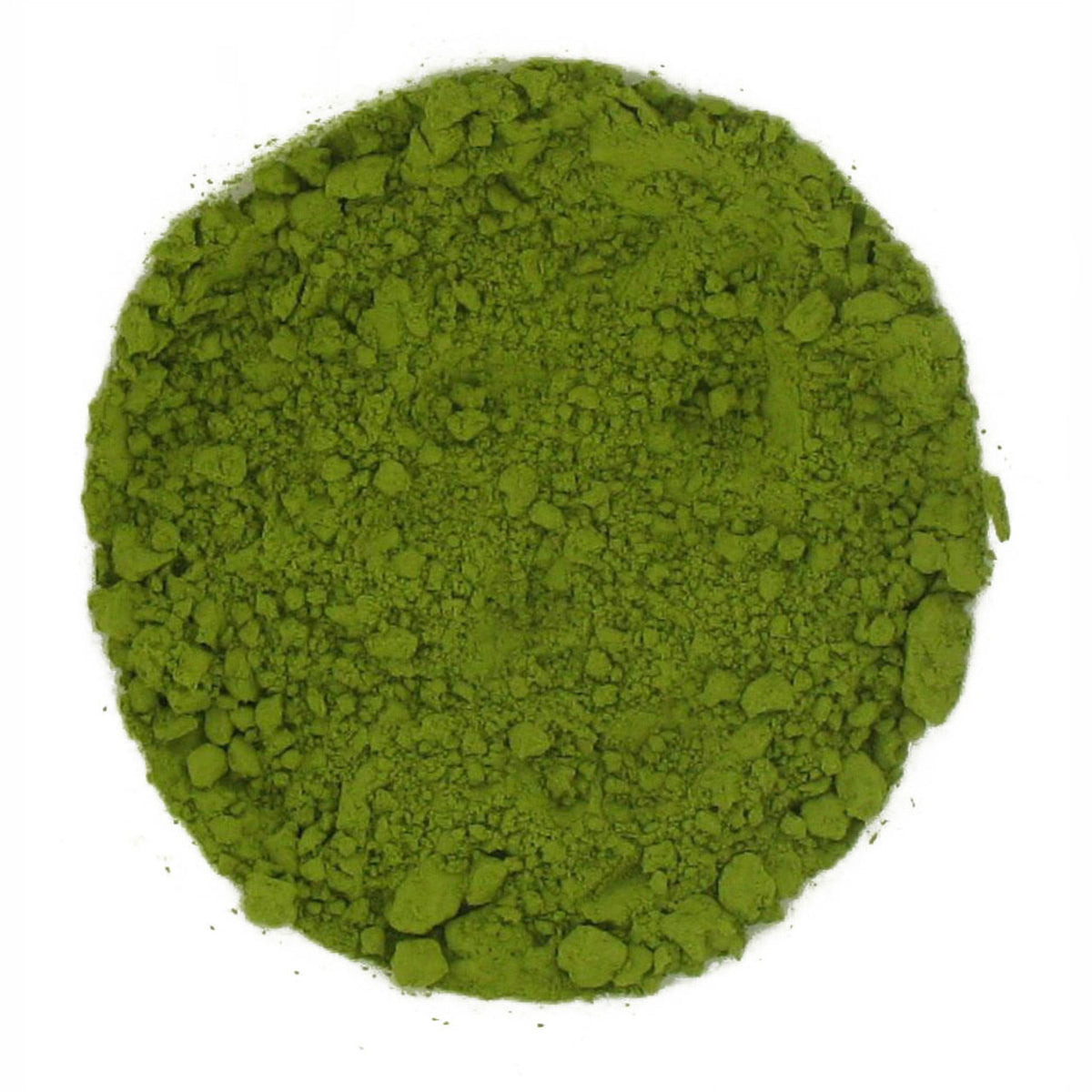 Green tea powder on a white background